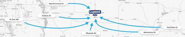 map to Lupient Ford