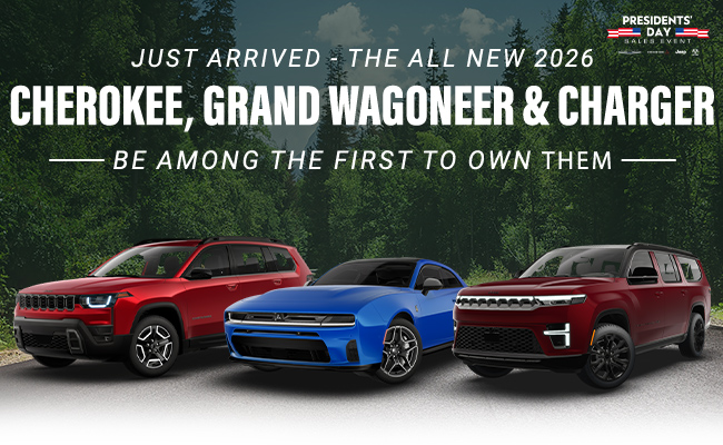 Just arrived - the all new 2026 Cherokee, Grand Wagoneer and Dodge Charger be among the first to own them