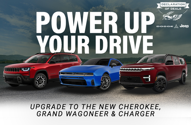 Power up your drive - upgrade to the new Cherokee Grand Wagoneer and Charger