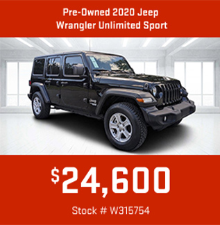 Pre-Owned 2020 Jeep Wrangler Unlimited Sport