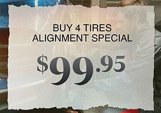 buy 4 tires alignment special