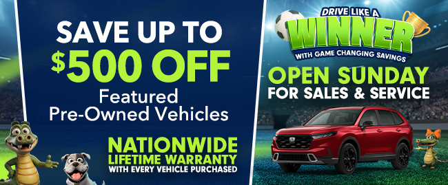 Save Up To $500 at Honda of Gainesville!