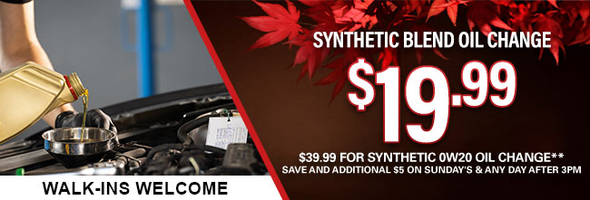 Get $19.99 Synthetic Oil change