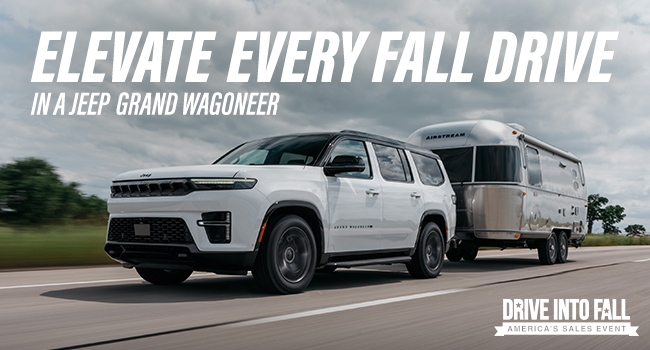 Elevate every fall drive in a Jeep Grand Wagoneer -  Drive into Fall Americas Sales Event