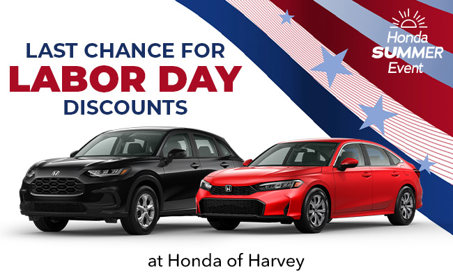 Last Chance For Labor Day Discounts at Honda of Harvey