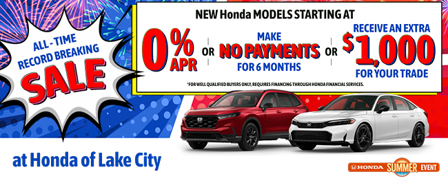 All-time record breaking sale at Honda of Lake City