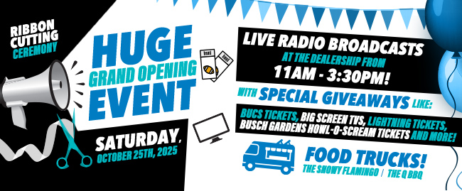 grand opening drive now - pay later event