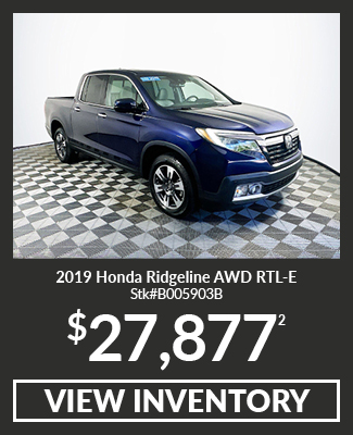 Certified Pre-Owned 	2019	Honda	Ridgeline	AWD RTL-E