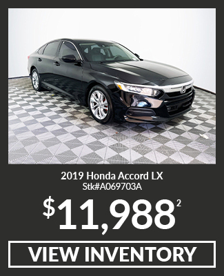 Pre-Owned 	2019	Honda	Accord	LX