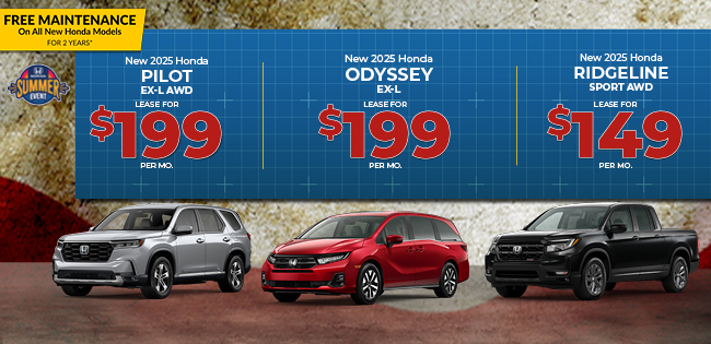 2025 Honda Pilot EX-L AWD 2025 Honda Odyssey EX-L and 2025 Honda Ridgeline Sport AWD Offer