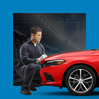 Man checking on a car