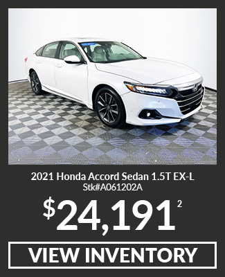 Certified Pre-Owned 	2021	Honda	Accord	Sedan 1.5T EX-L