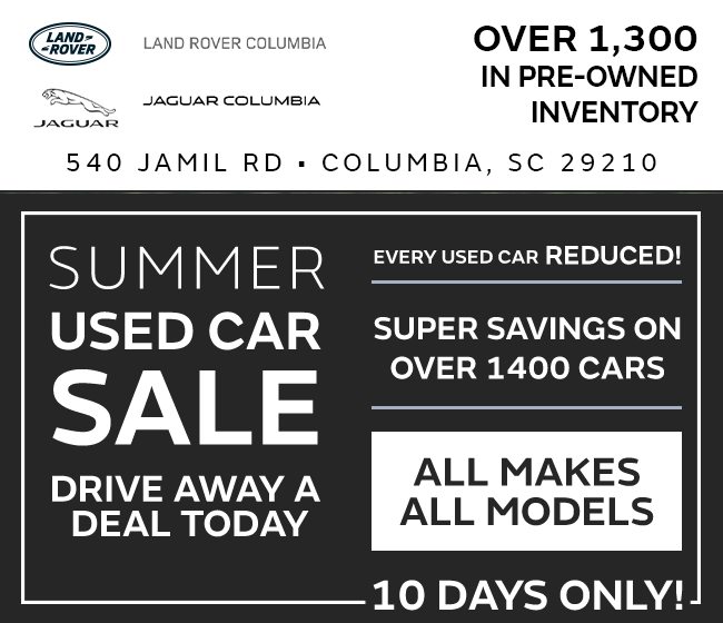 used car sales event at Jaguar Land Rover Columbia