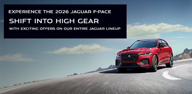 Experience the 2026 Jaguar F-Pace Shift into high gear with exciting offers on our entire Jaguar lineup