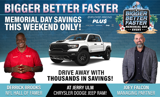 Memorial Day savings all month long at Jerry Ulm Chrysler Dodge Jeep RAM