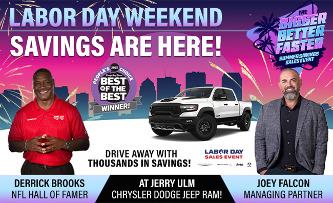 Labor Day Weekend savings are here at Jerry Ulm Chrysler Dodge Jeep RAM