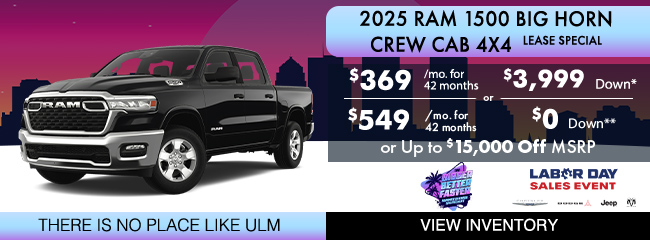 2025 Ram 1500 Big Horn Crew Cab 4x4 Lease Special