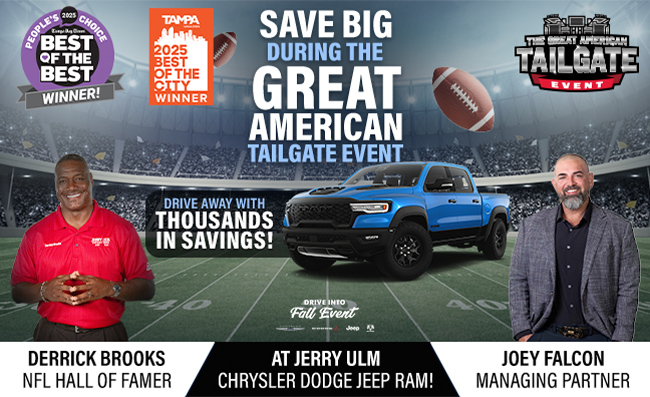 Save big during the great American tailgate event at Jerry Ulm Chrysler Dodge Jeep RAM