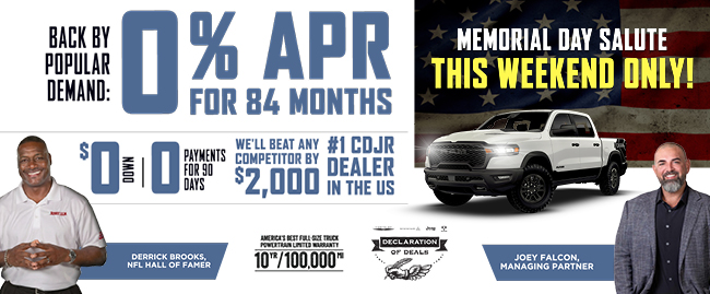 Save big during the great American tailgate event at Jerry Ulm Chrysler Dodge Jeep RAM