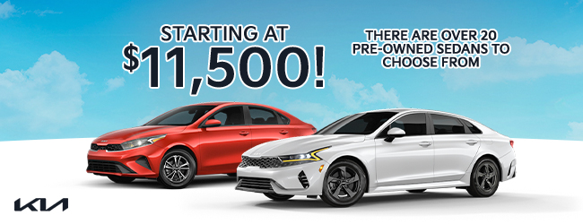 over 20 pre-owned sedans to choose from starting at 11,500 USD