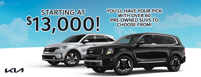 pick from over 60 pre-owned SUVs to choose from starting at 13,000 USD