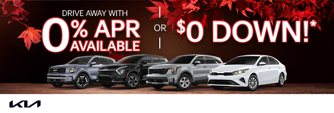 Drive away with 0% apr available or $0 down