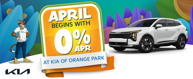 April begins with 0 precent APR at Kia of Orange Park