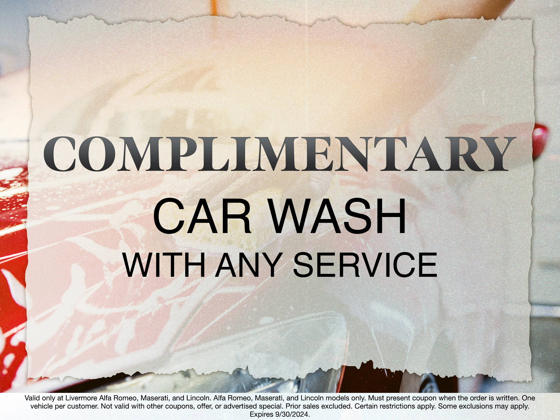 Complimentary car wash