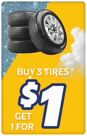 Buy 3 tires get 1 for a $1