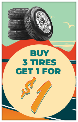 Buy 3 tires get 1 for a $1