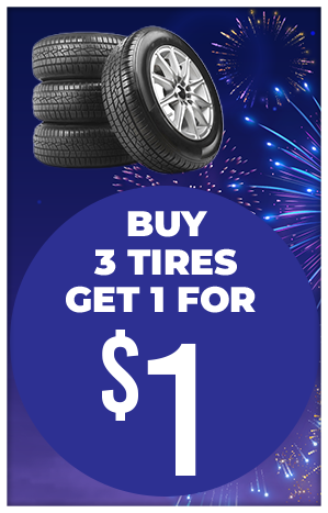 Buy 3 tires get 1 for a $1