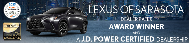 Lexus of Sarasota dealer rater award winner and a JD Power certified Dealership