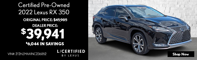 special offer on certified used Lexus NX