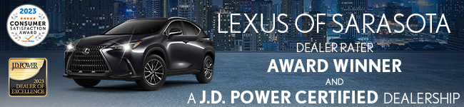 Lexus of Sarasota dealer rater award winner and a JD Power certified Dealership