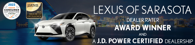 Lexus of Sarasota dealer rater award winner and a JD Power certified Dealership