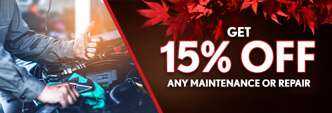 Get 15 precent off any maintenance or repair