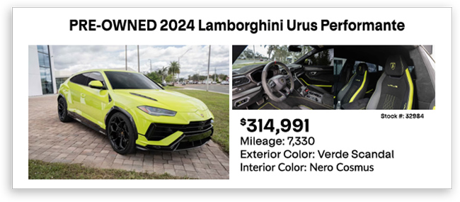 PRE-OWNED 2024 Lamborghini Urus Performante