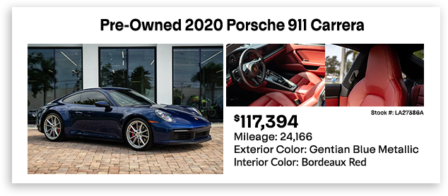 Pre-Owned 2020 Porsche 911 Carrera