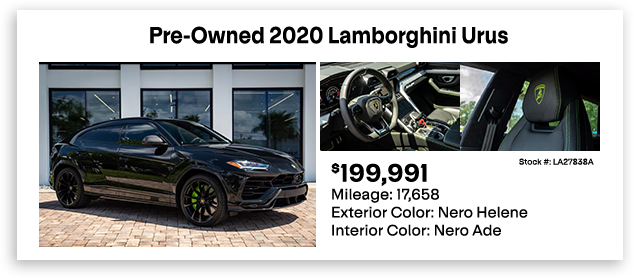 Pre-Owned 2020 Lamborghini Urus