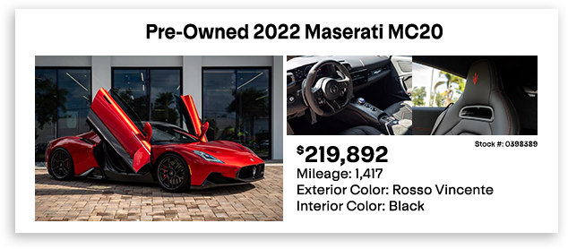 Pre-Owned  2022 MASERATI MC20