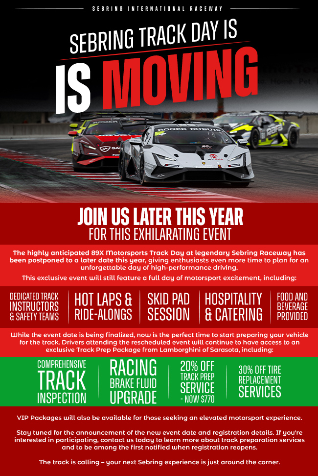WSebring Track Day is Moving -  Join us later this year for this exhilarating event