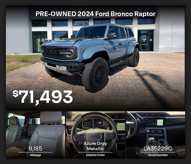 PRE-OWNED 2024 Ford Bronco Raptor offer