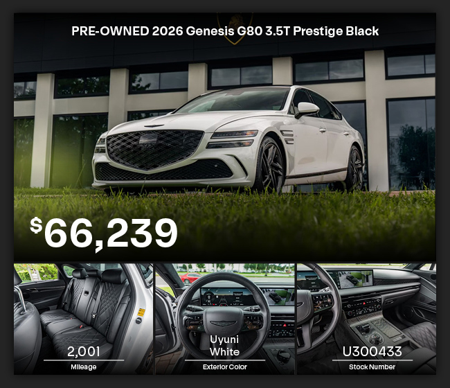PRE-OWNED	2026 Genesis G80 3.5T Prestige Black