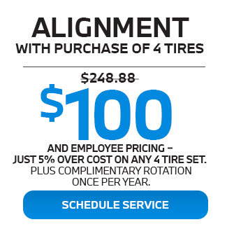 special offer on alignment when purchasing 4 tires