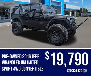 Pre-Owned 2016 Jeep Wrangler Unlimited Sport 4WD Convertible