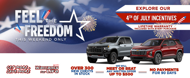 Feel the freedom this weekend only explore July 4th incentives