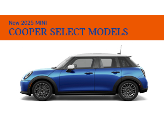 New 2025 MINI COOPER select models - A Blue side view of a MINI Copper