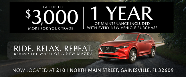 Ride, relax, repeat behind the wheel at Mazda of Gainesville