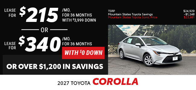 2026 Toyota Corolla Offer