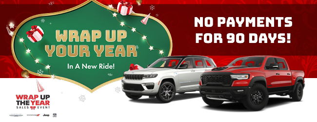 Wrap up your year in a new ride - No payments for 90 days - Wrap up the year sales event